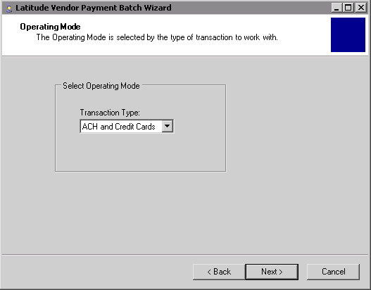 Operating Mode page