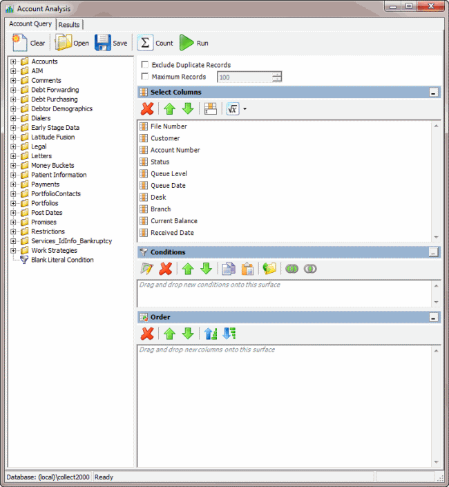 Account Analysis window