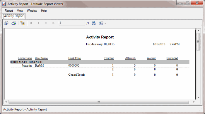 Activity Report sample