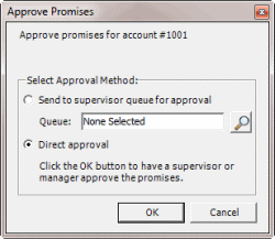 Approve Promises dialog box