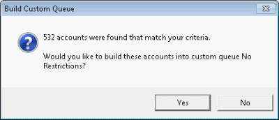 Build Custom Queue dialog box