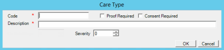 Care Type dialog box