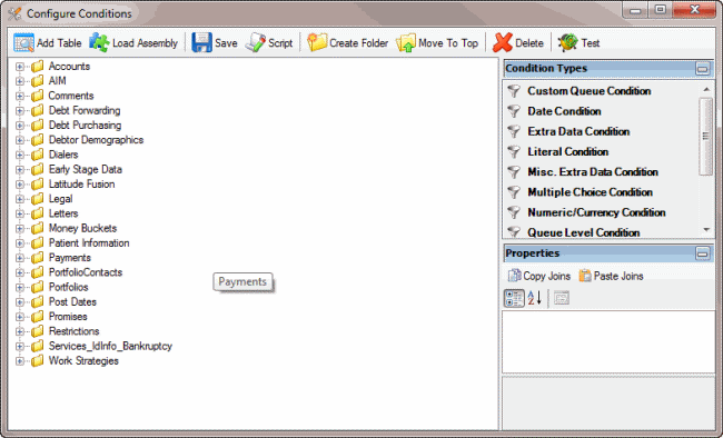 Configure Conditions window