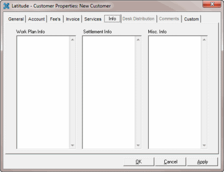 Latitude - Customer Properties dialog box - Info tab