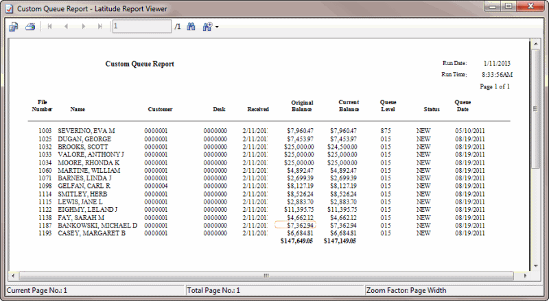 Custom Queue Report sample