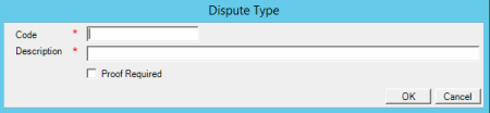 Dispute Type dialog box