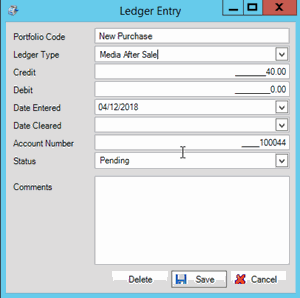 Ledger Entry dialog box