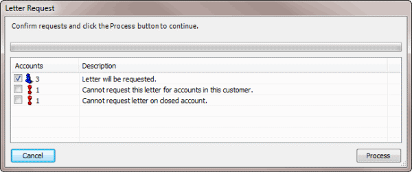 Letter Request dialog box