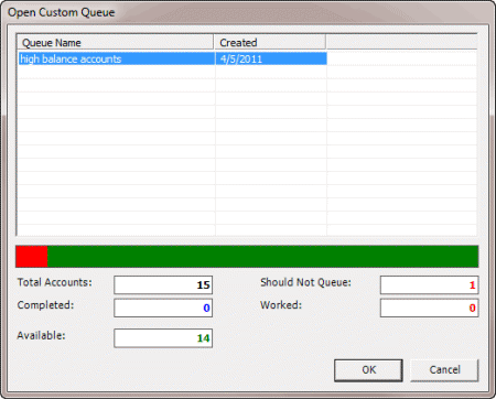 Open Custom Queue dialog box