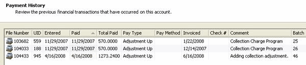 Payment history