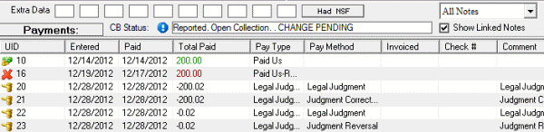 Payments panel - Had NSF Payments panel - Had NSF
