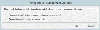 Renegotiate Arrangement Options dialog box