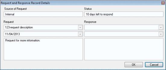 Request and Response Record Details dialog box