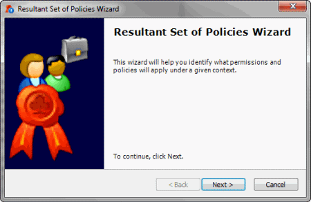 Resultant Set of Policies Wizard dialog box