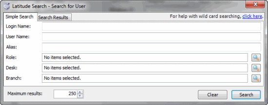 Search for User dialog box