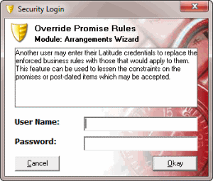 Security Login dialog box