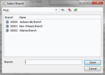 Select Branch dialog box