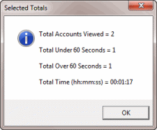 Selected Totals dialog box