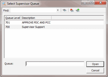 Select Supervisor Queue dialog box