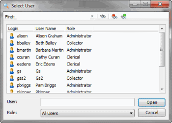 Select User dialog box