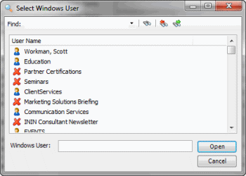 Select Windows User dialog box