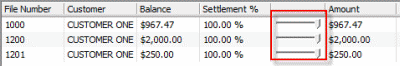 Settlement slider for each account