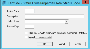 Latitude - Status Code Properties: New Status Code dialog box