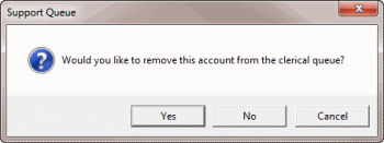 Support Queue dialog box