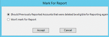 Mark for Report dialog box Mark for Report dialog box