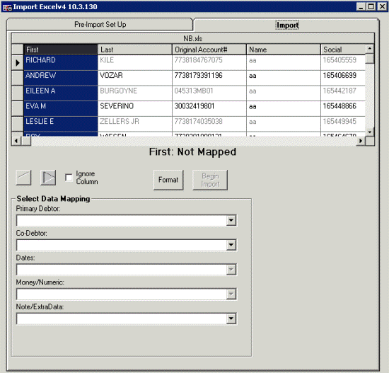 Import tab Import tab