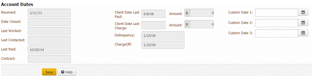 Account Dates panel