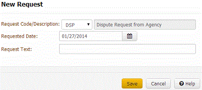 New Request dialog box