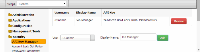 API Key Manager panel