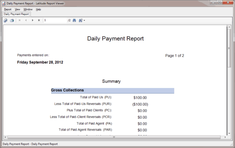 Daily Payment Report Daily Payment Report