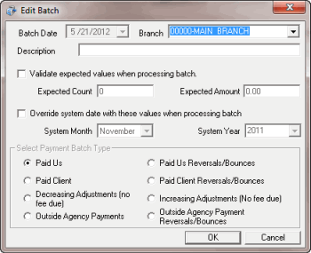 Edit Batch dialog box Edit Batch dialog box