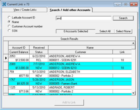 Latitude Console Help - Search for an Account to Link or Unlink