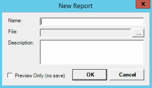New Report dialog box