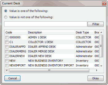 Current Desk dialog box