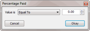 Percentage Paid dialog box