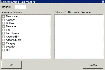 Select Naming Parameters dialog box Select Naming Parameters dialog box