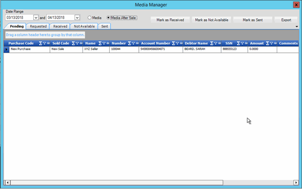 Media Manager window Media Manager window