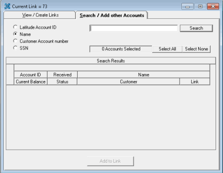 Search / Add Other Accounts tab