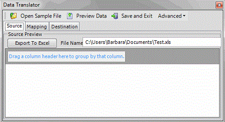 Data Translator window Data Translator window