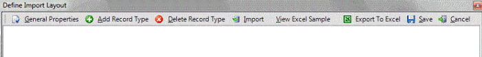 Define Import Layout window Define Import Layout window