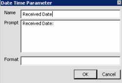 Date Time Parameter dialog box Date Time Parameter dialog box