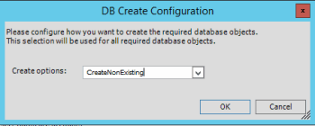 DB Create Configuration dialog box DB Create Configuration dialog box