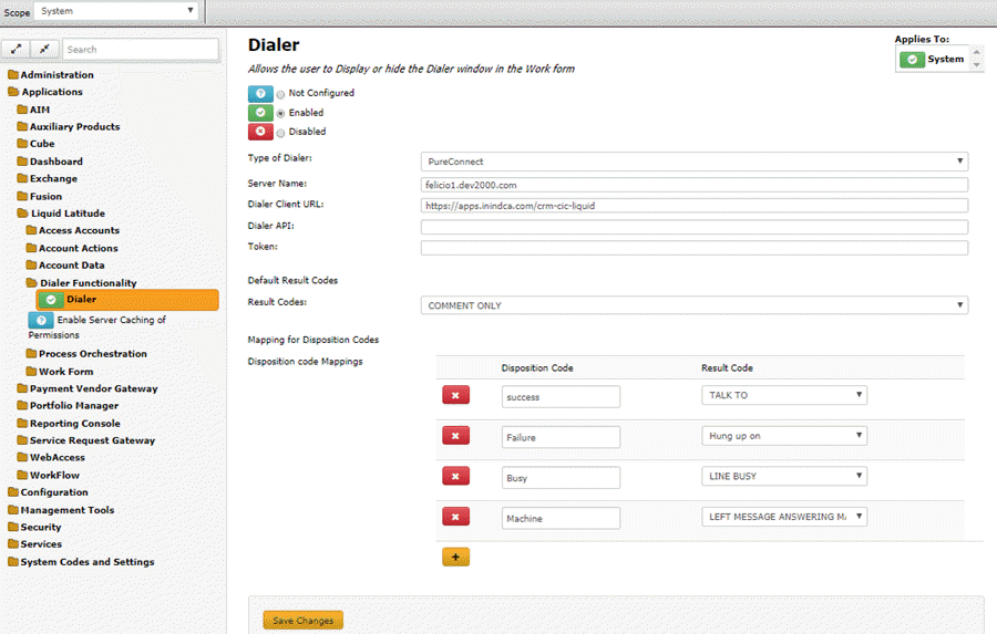 Dialer panel