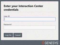 Interaction Center Credentials dialog box Interaction Center Credentials dialog box