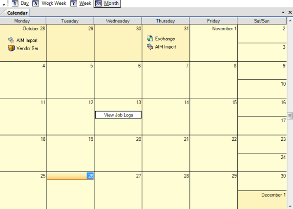 Calendar tab