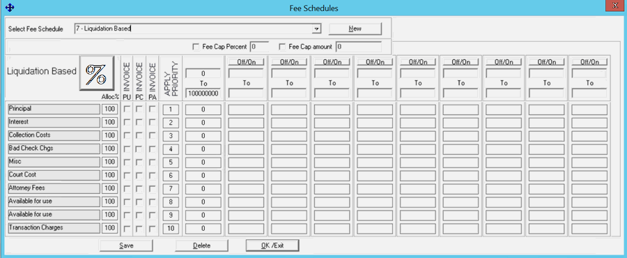 Latitude Console Help - Fee Schedule – Liquidation Based